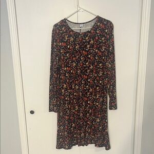 Old Navy Black Floral Long Sleeve Dress